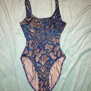 Metallic mermaid one piece bathing suit